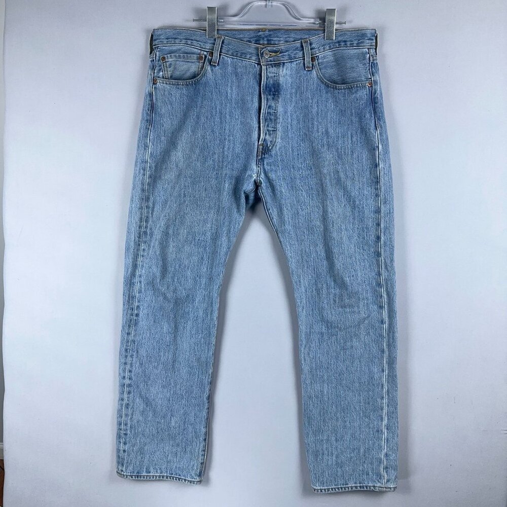 Levis 501 Straight Leg Jeans Mens Size W36XL30 High Rise Denim Stretch Blue